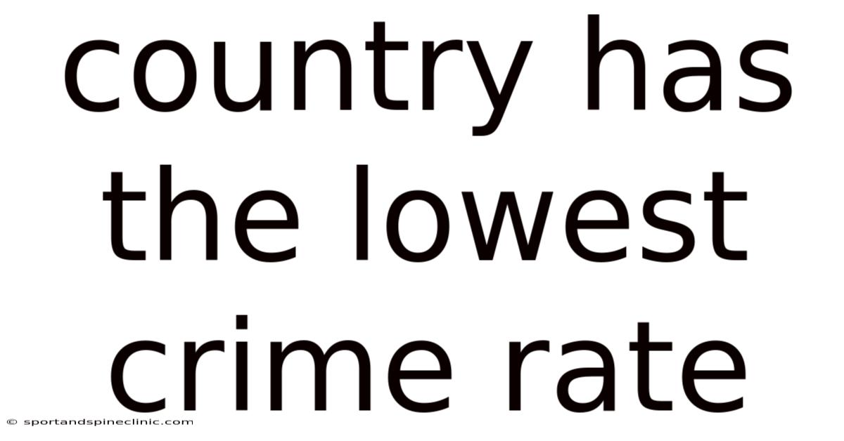 Country Has The Lowest Crime Rate