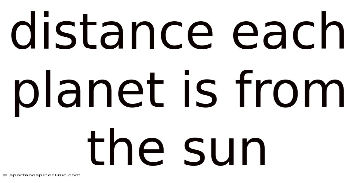 Distance Each Planet Is From The Sun