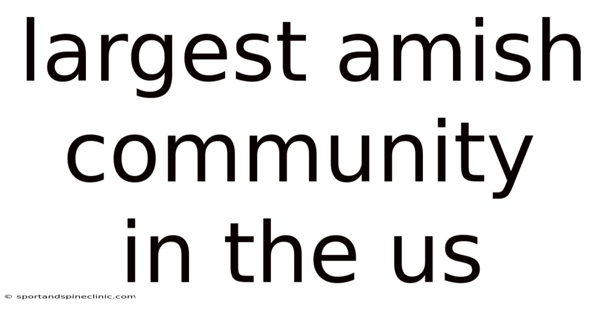 Largest Amish Community In The Us
