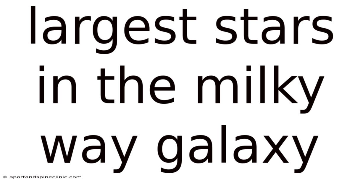Largest Stars In The Milky Way Galaxy