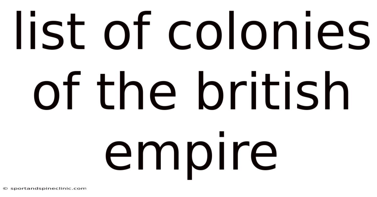 List Of Colonies Of The British Empire