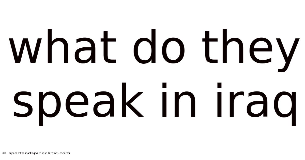 What Do They Speak In Iraq