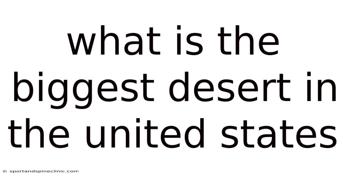 What Is The Biggest Desert In The United States