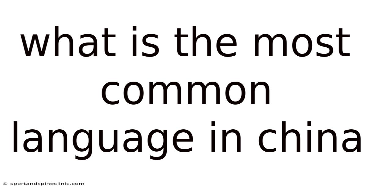 What Is The Most Common Language In China