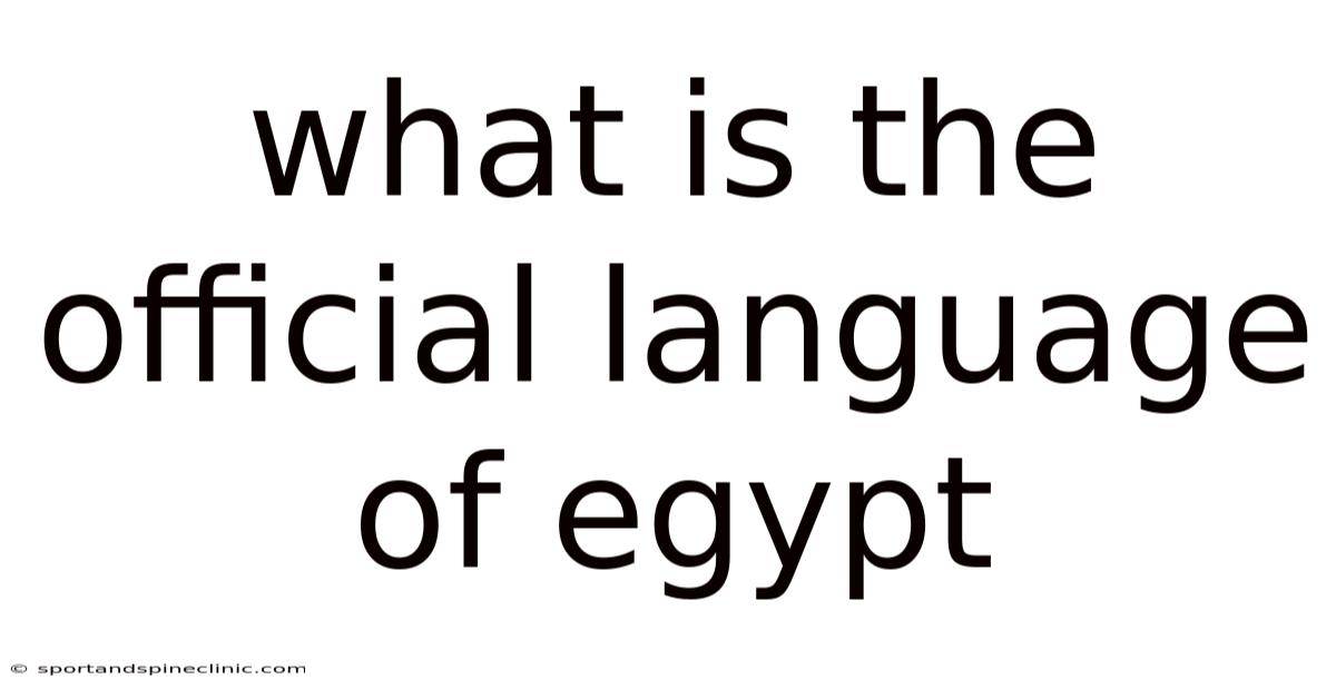 What Is The Official Language Of Egypt