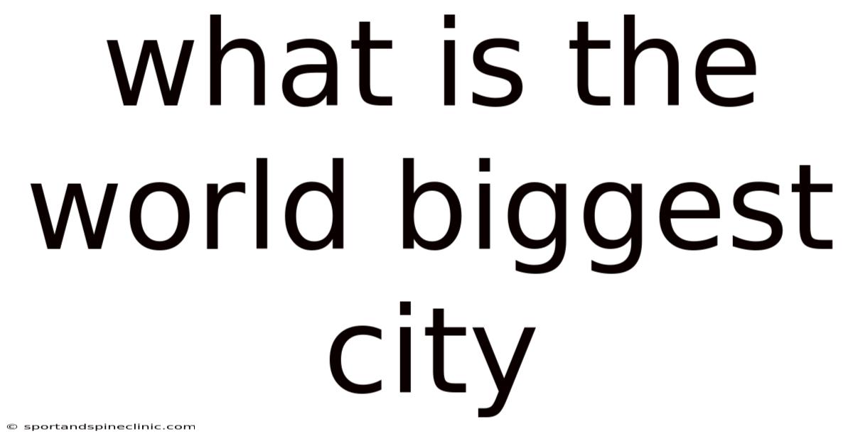 What Is The World Biggest City