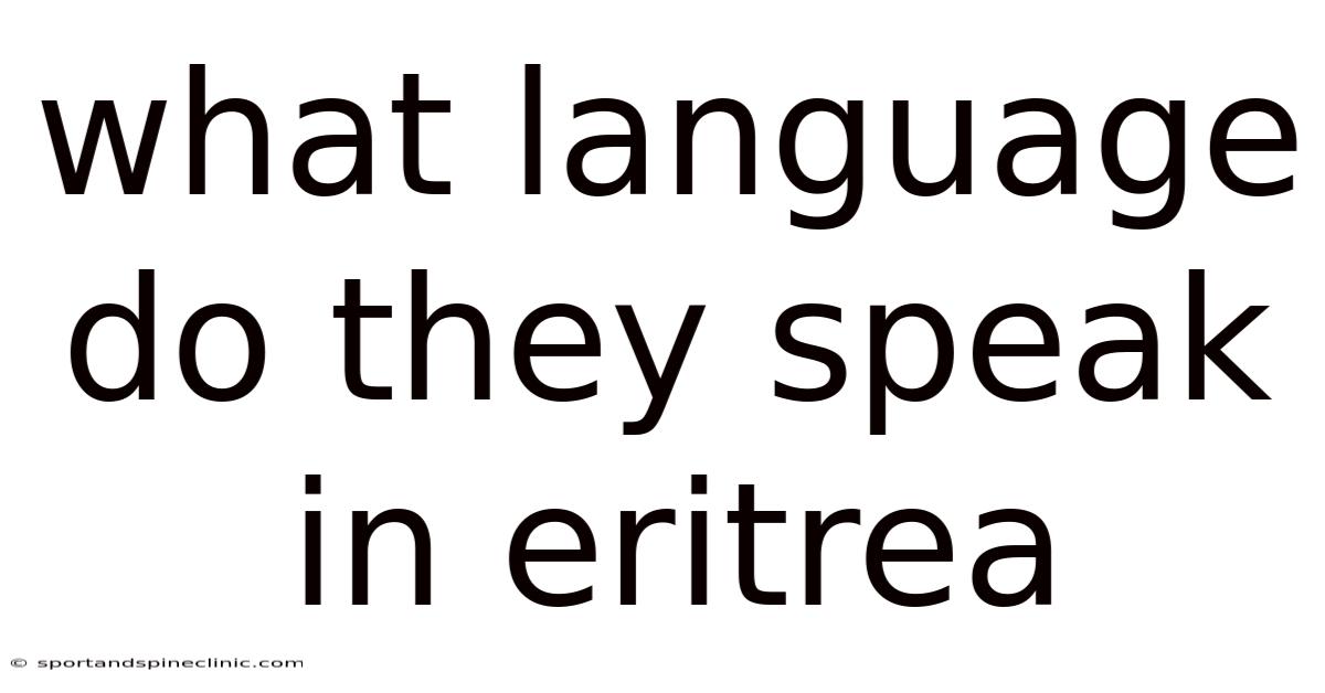 What Language Do They Speak In Eritrea