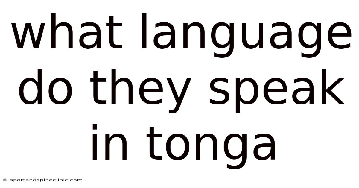 What Language Do They Speak In Tonga