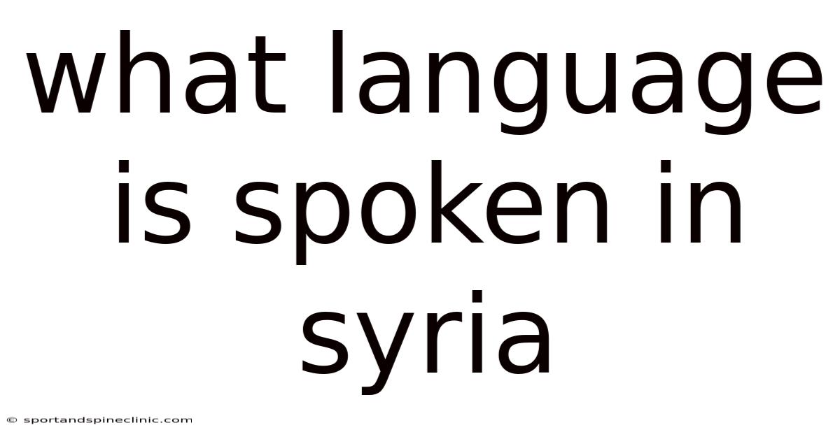 What Language Is Spoken In Syria