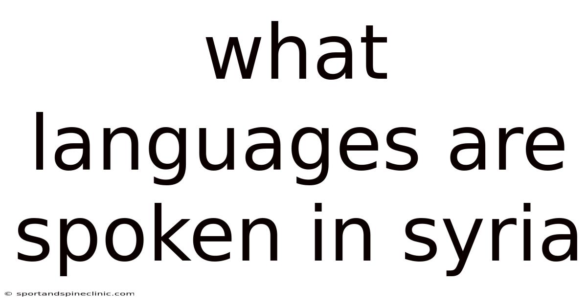 What Languages Are Spoken In Syria