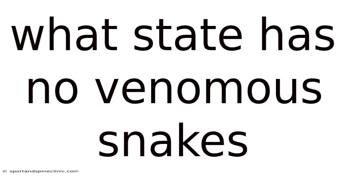 What State Has No Venomous Snakes