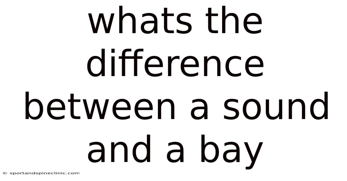 Whats The Difference Between A Sound And A Bay