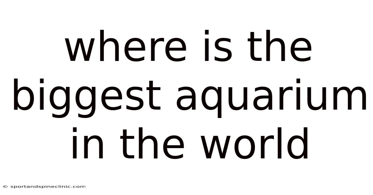 Where Is The Biggest Aquarium In The World
